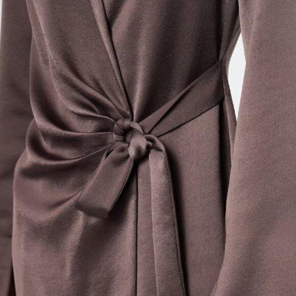 Mango MNG Women Brown Long sleeve Satin Party and events Shirt Dress Size XS - Picture 2 of 6